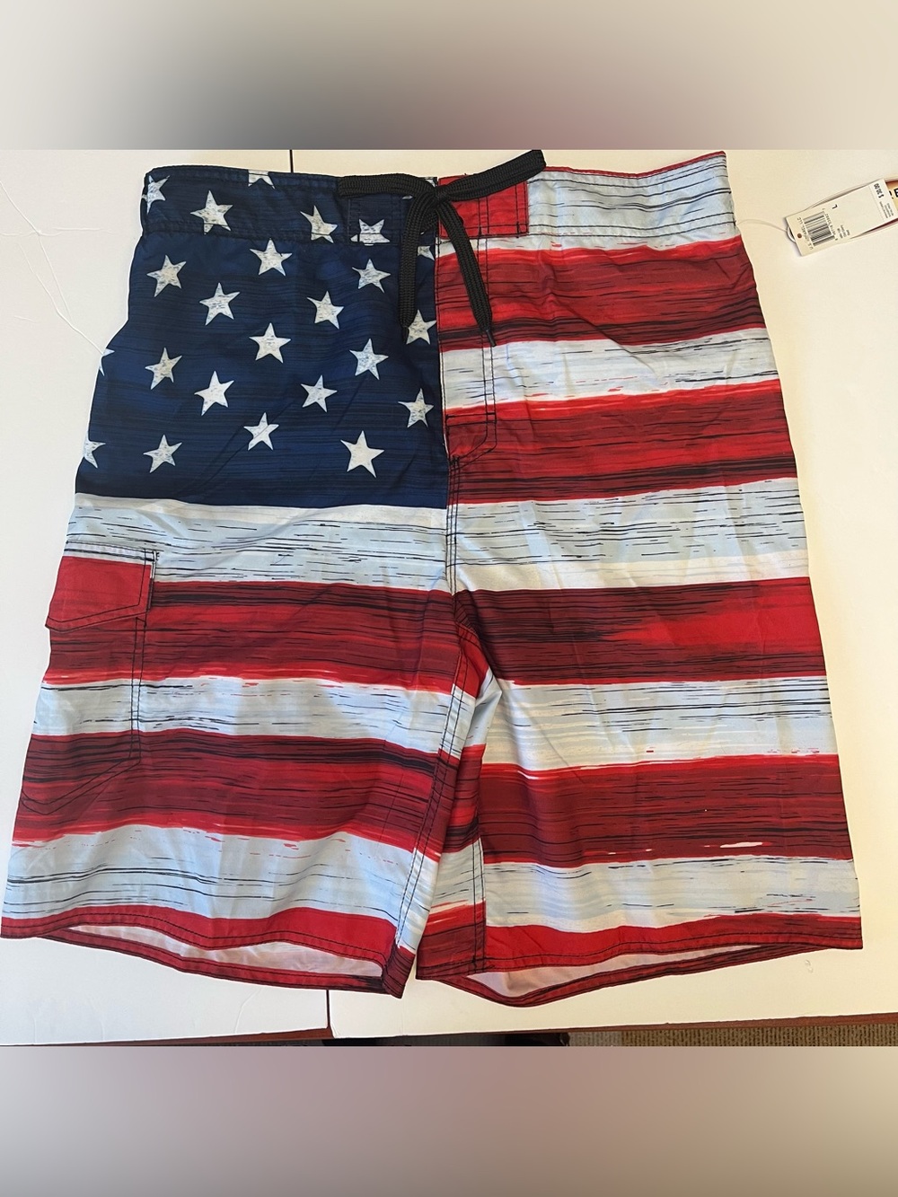 Mens Swim Trunks Beach Red, White & Blue Size Large U.S. Apparel NWT